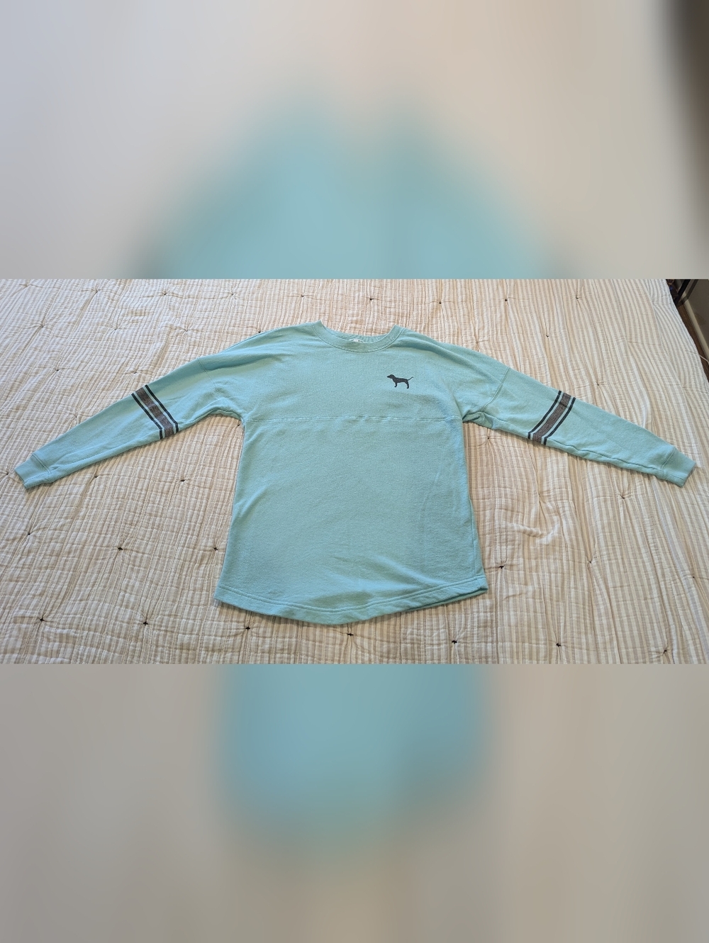 Victoria's Secret Pink Long-Sleeve Crew Tee - Light Aqua